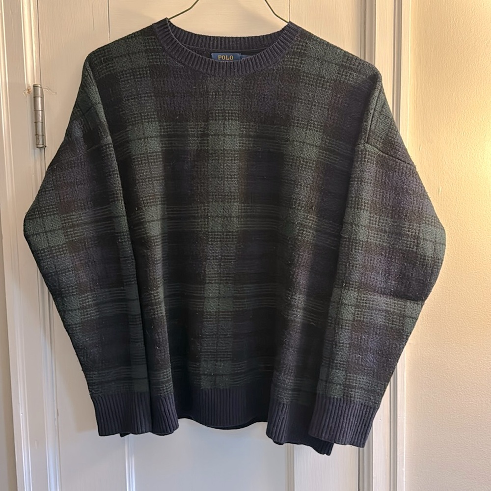 Polo Ralph Lauren Blackwatch plaid wool sweater, Size M.